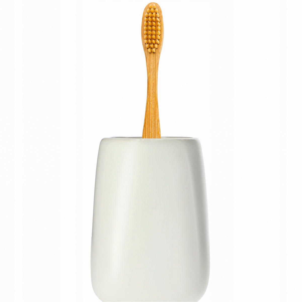 BADEZIMMERTASSE für Zahnpasta und Zahnbürsten, weiß - Weiß, Keramik (8/11cm) - KADAX