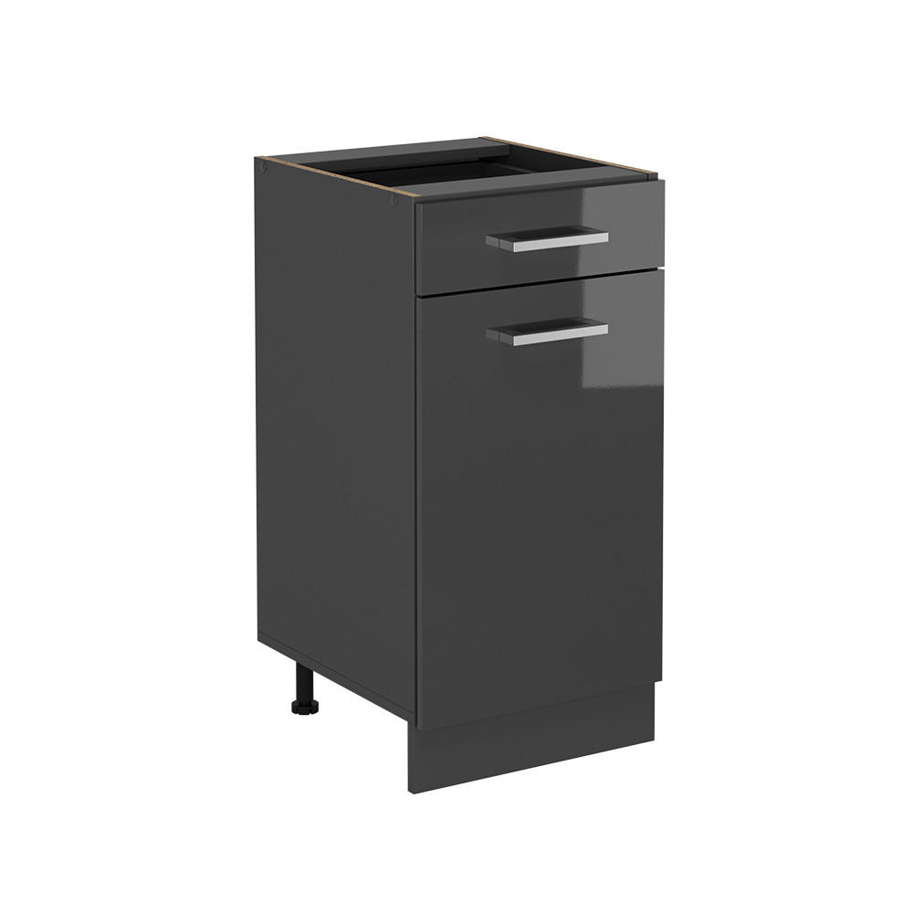 KÜCHENUNTERSCHRANK R-Line Anthrazit Hochglanz 40 cm ohne Arbeitsplatte - Schwarz Hochglanz/Anthrazit, Holzwerkstoff (40/81.6/46cm) - Vicco