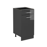 KÜCHENUNTERSCHRANK R-Line Anthrazit Hochglanz 40 cm ohne Arbeitsplatte - Schwarz Hochglanz/Anthrazit, Holzwerkstoff (40/81.6/46cm) - Vicco