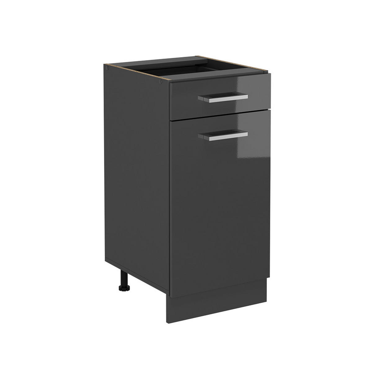 KÜCHENUNTERSCHRANK R-Line Anthrazit Hochglanz 40 cm ohne Arbeitsplatte - Schwarz Hochglanz/Anthrazit, Holzwerkstoff (40/81.6/46cm) - Vicco
