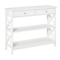 KONSOLENTISCH DE-16761 2 Schubladen + 2 Ablagen, 100 cm Weiß - Weiß, Holzwerkstoff (100/30.5/80cm) - ComfortXL