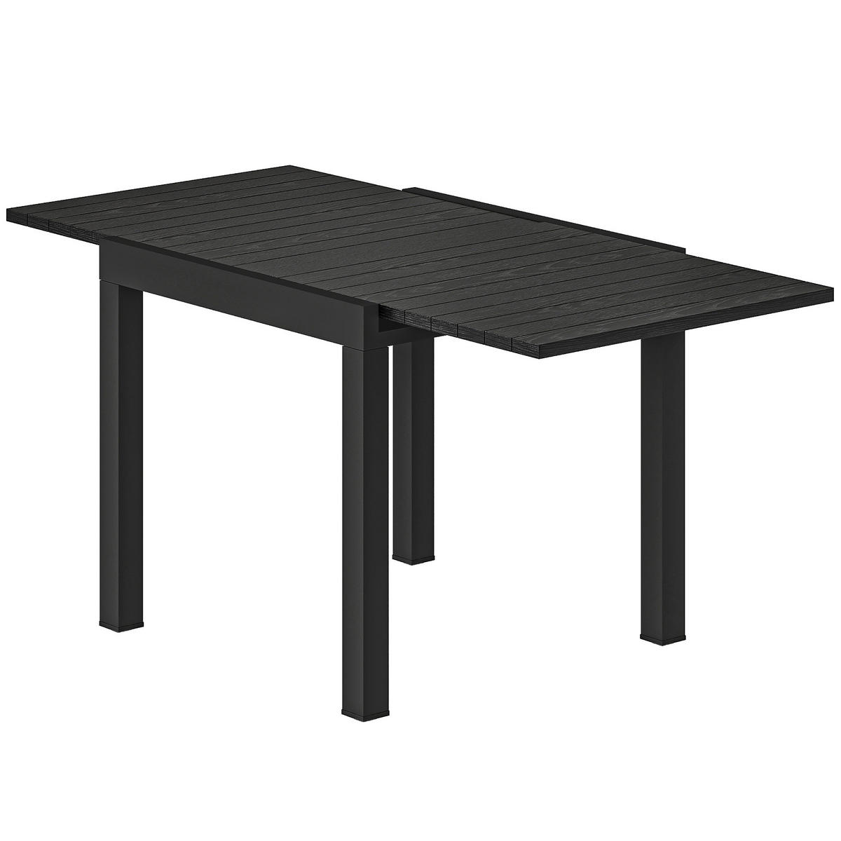 GARTENTISCH DE-14182 80-160 cm, Holzoptik Schwarz - Schwarz, Metall (160/80/75cm) - ComfortXL