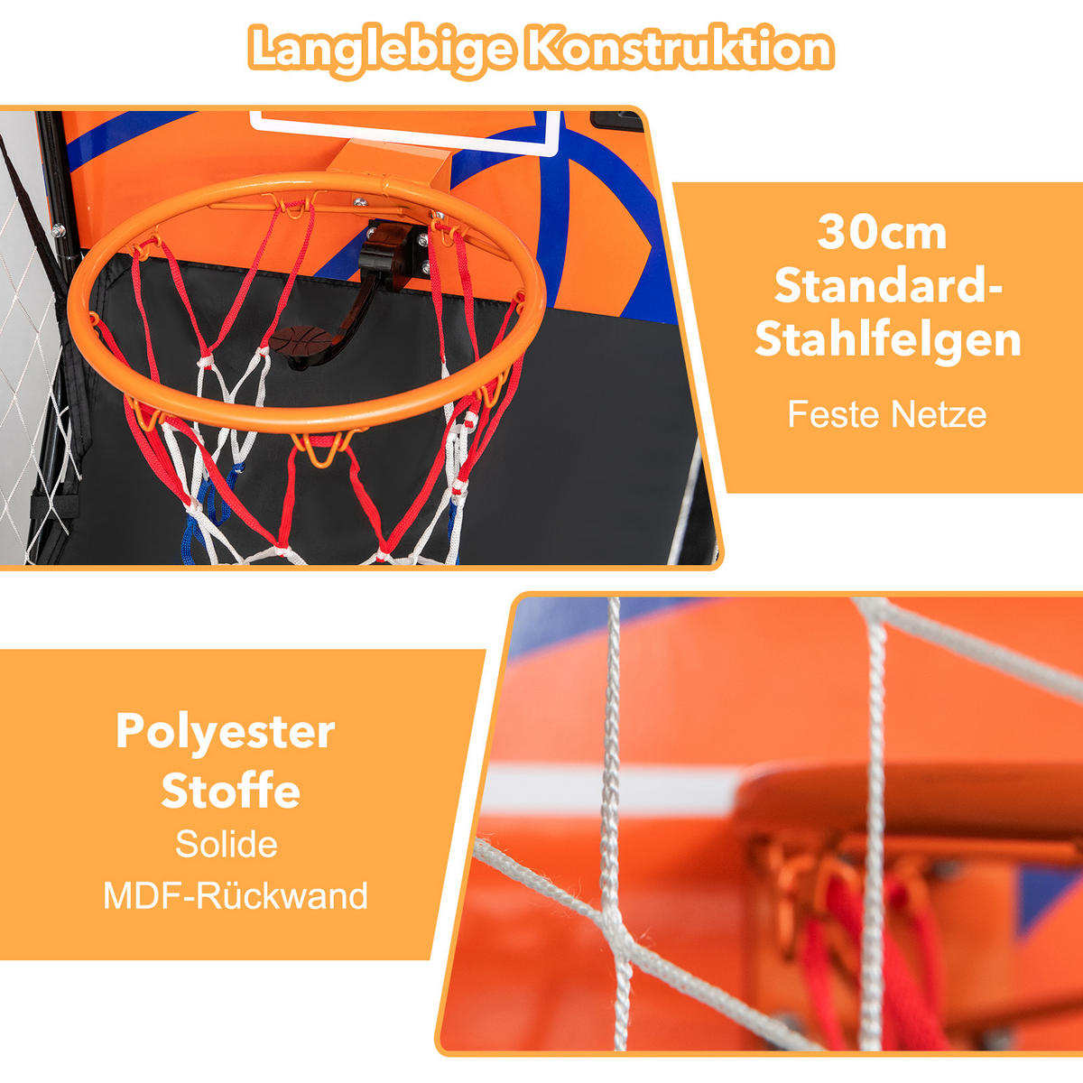 ARCADE-BASKETBALLSPIEL klappbar Schwarz - Schwarz, Metall (62/208cm) - COSTWAY