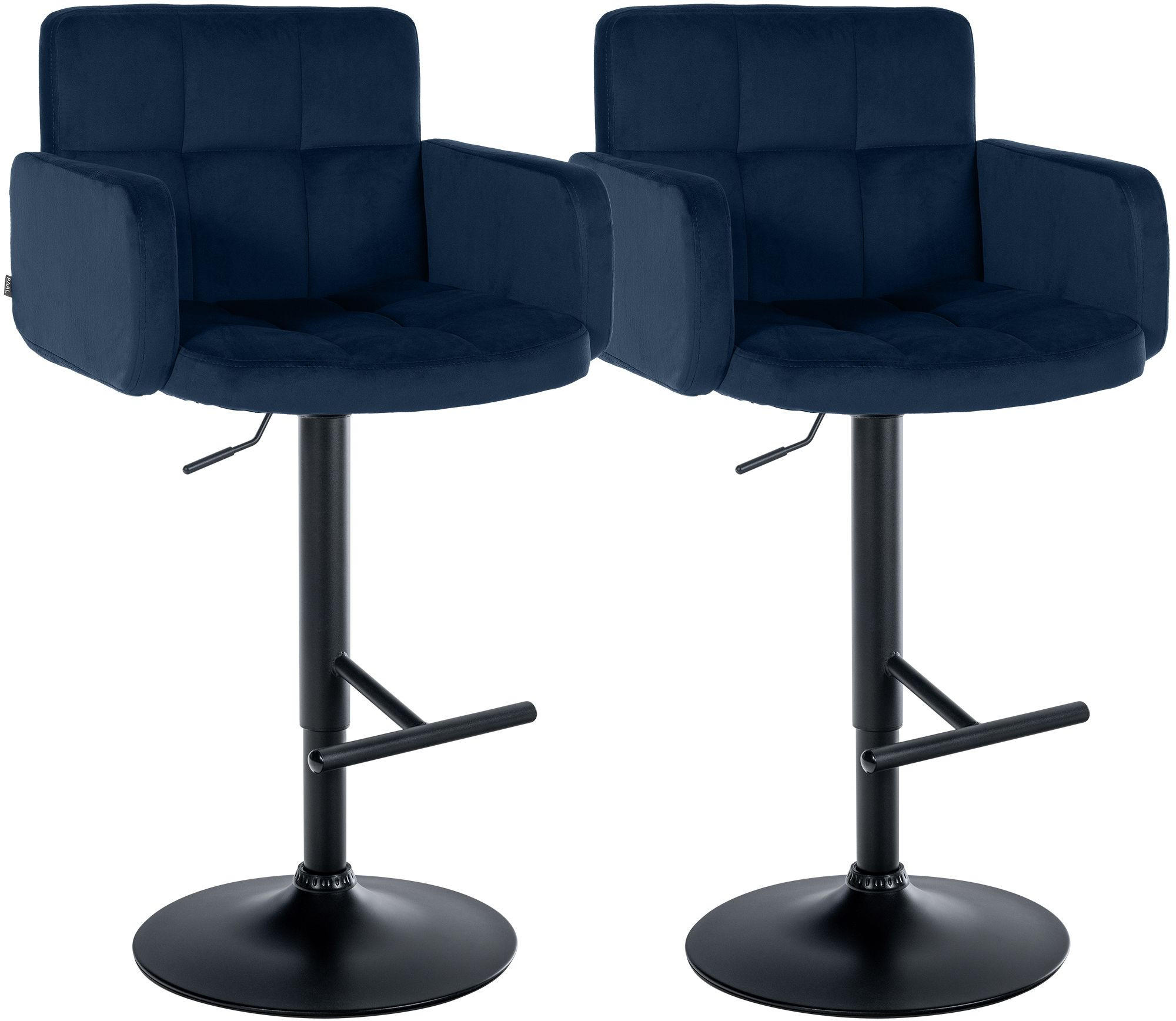 BARHOCKER 2 Samt Blau - Blau/Schwarz, Textil/Metall (60/93/56cm) - CLP