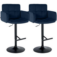 BARHOCKER 2 Samt Blau - Blau/Schwarz, Textil/Metall (60/93/56cm) - CLP