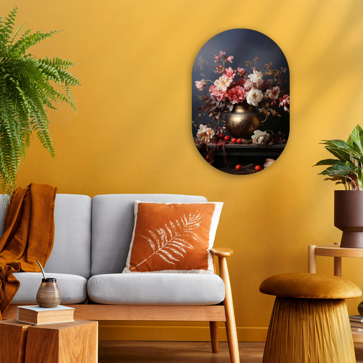 WANDBILD Stilleben - Blumen - Rosen - Blumenstrauß - Vase 40x60 cm - Dunkelbraun, Kunststoff (40/60cm) - MuchoWow
