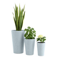 PFLANZKÜBEL 3er Set Grau - Grau, Kunststoff (41/61cm) - CLP