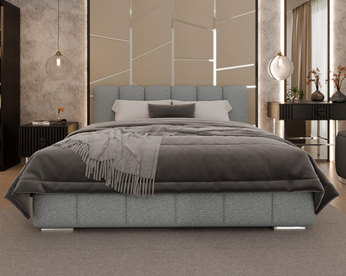 POLSTERBETT Zaira 180x200cm – Elegantes Polsterbett für modernen Wohnstil , ohne matratze, Blaugrau - Blaugrau, Holz (160/200cm) - Homesy