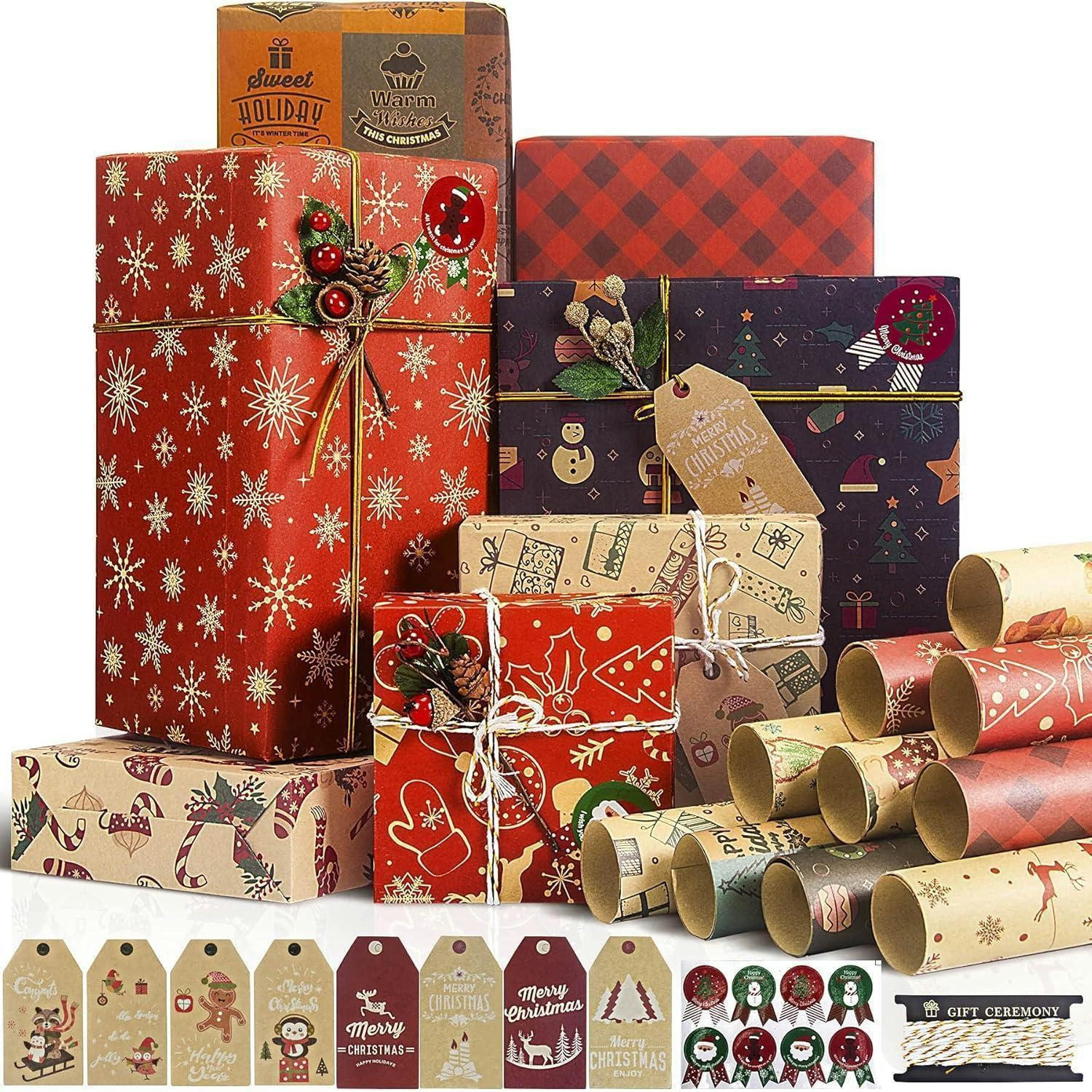 GESCHENKPAPIER Set 10 Blatt mit Anhänger und Aufkleber 70 x 50 cm - Multicolor, Papier (50/0.1/70cm)