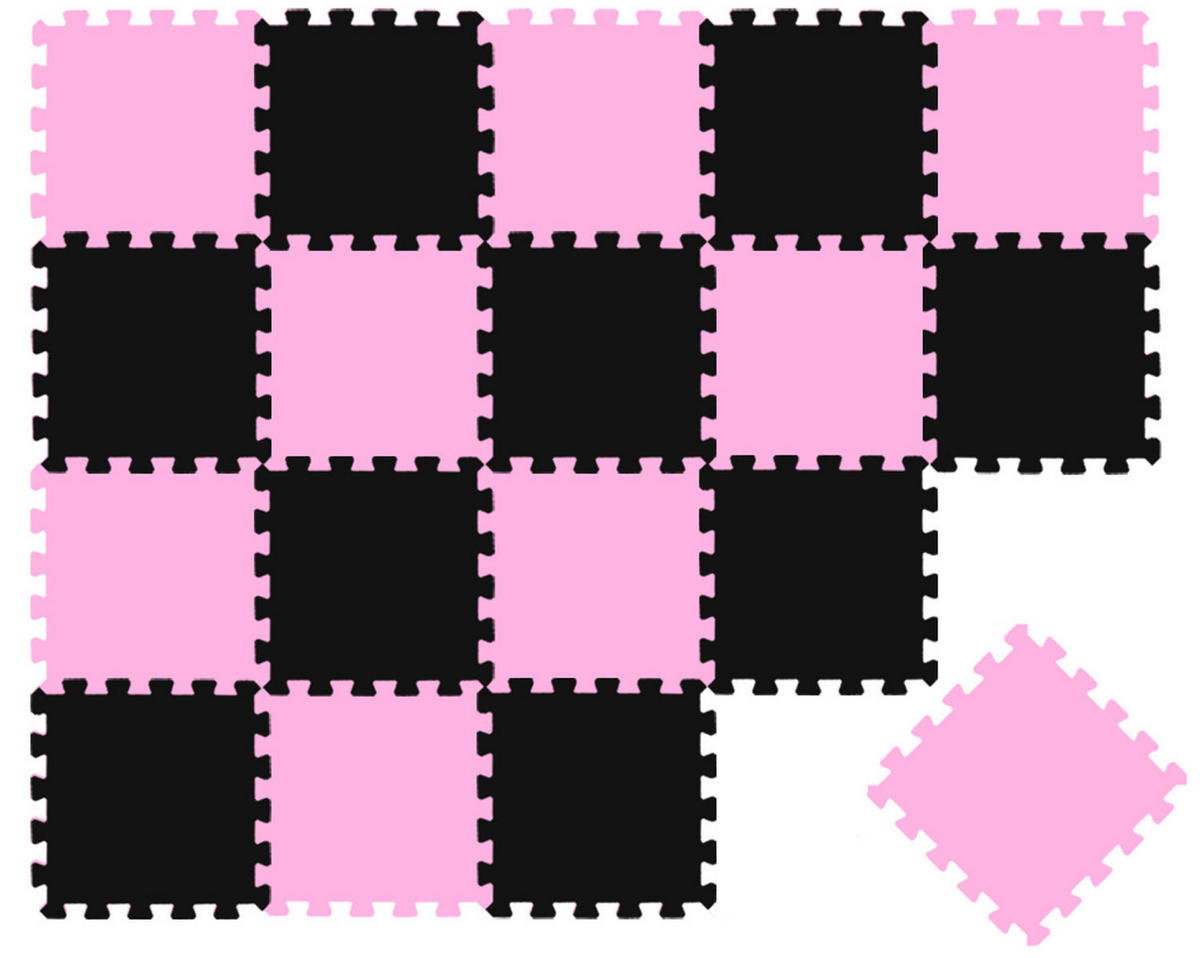 SPIELMATTE ab Null - 180/90 cm Puzzlematte Schwarz - Multicolor, Kunststoff (30/30cm) - Littletom