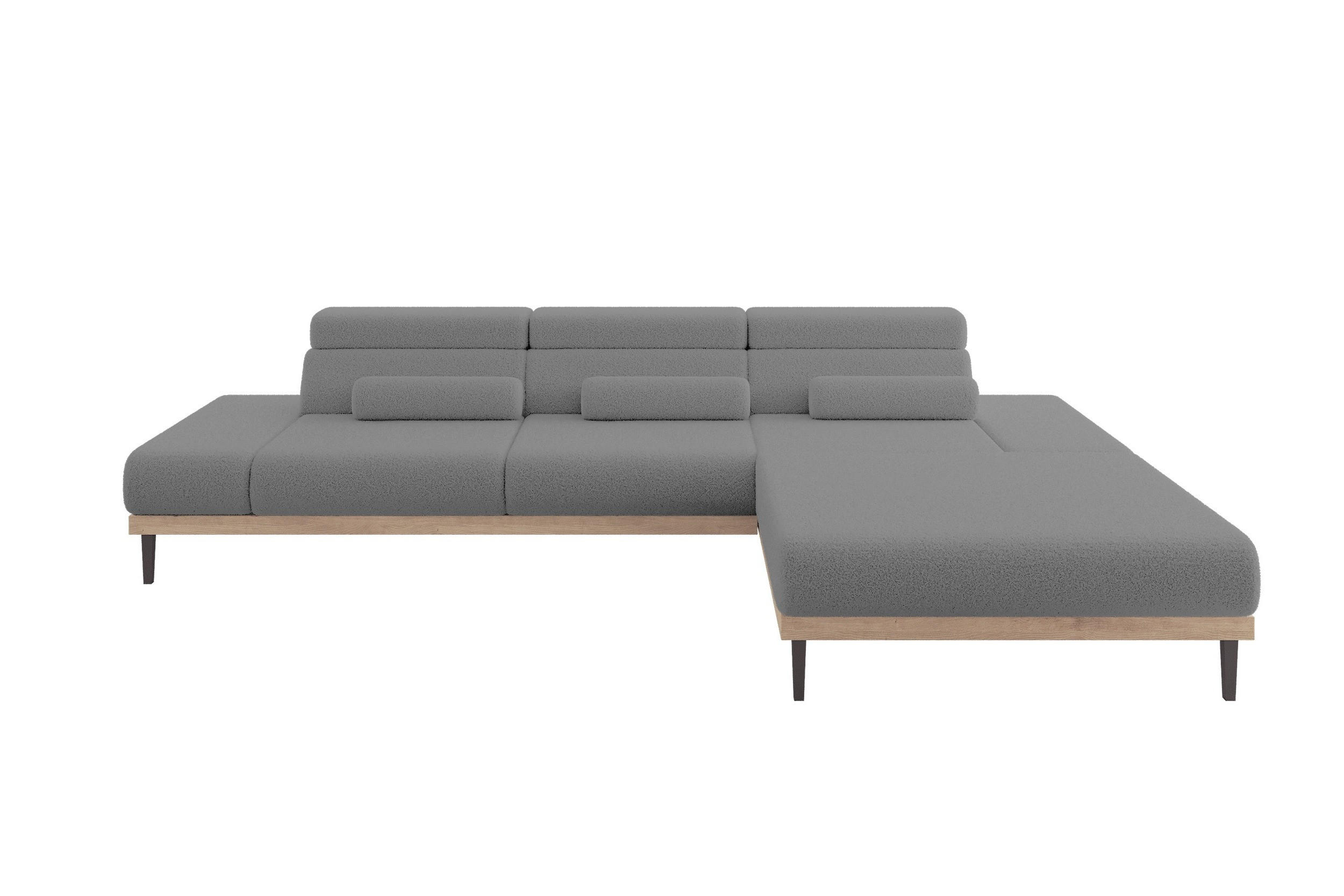 ELEKTRISCHES ECKSOFA Rechts MONA 316x205x85 Grau Bouclé - Silberfarben/Grau, Holzwerkstoff/Textil (316/205cm) - ALTDECOR
