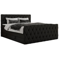 BOXSPRINGBETT MIREN KING DUO 140/200 Schwarz Kunstleder - H4 - Schwarz, Holz/Textil (140/200cm) - MKS