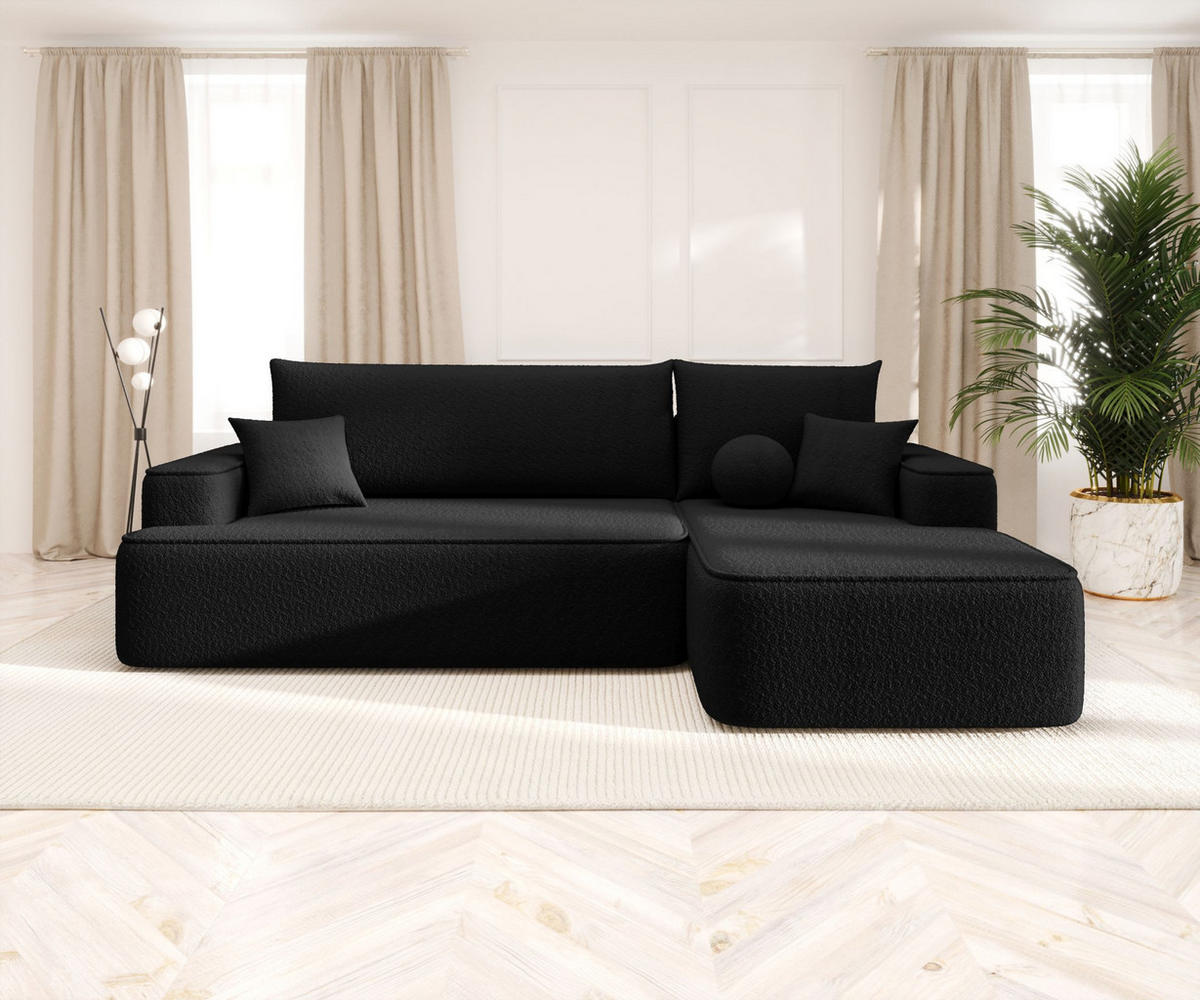 ECKSOFA mit Schlaffunktion FIGO Quelle 100 Rechts - Schwarz, Textil (250/150cm) - Bedante