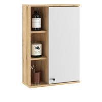 BAD-HÄNGESCHRANK weiß, Evoke Eiche, Badschrank hängend, 51 x 75 cm - Eichefarben/Schwarz, Holzwerkstoff/Kunststoff (51/75/21cm) - Furn.Design
