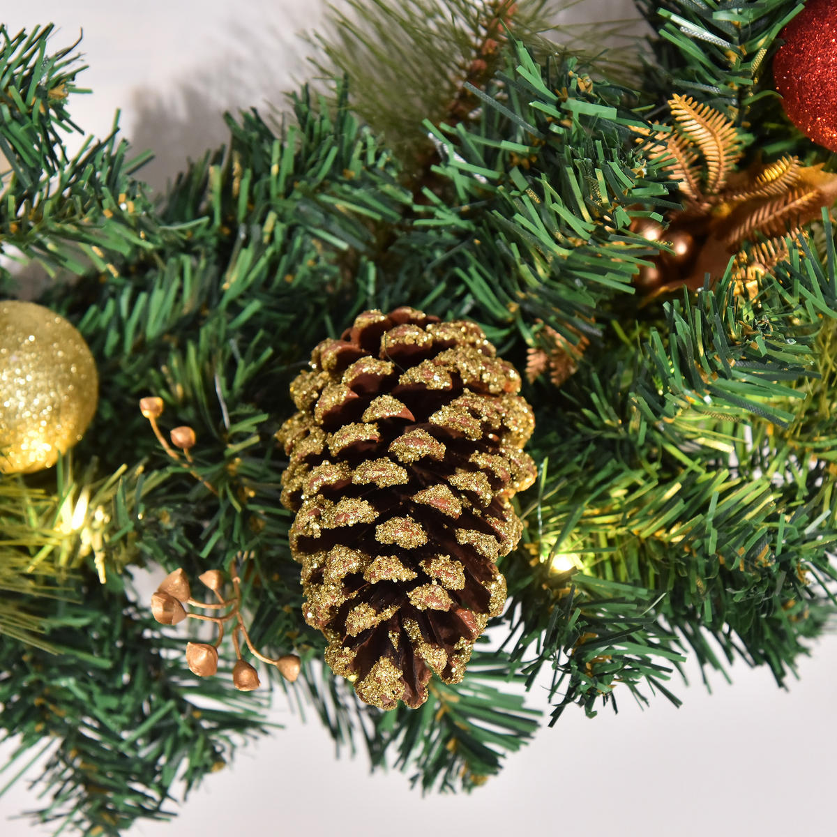 KÜNSTLICHER Weihnachtskranz mit 20 LEDs Grün 60.0/60.0/2.54 cm - Grün, Kunststoff (60cm)