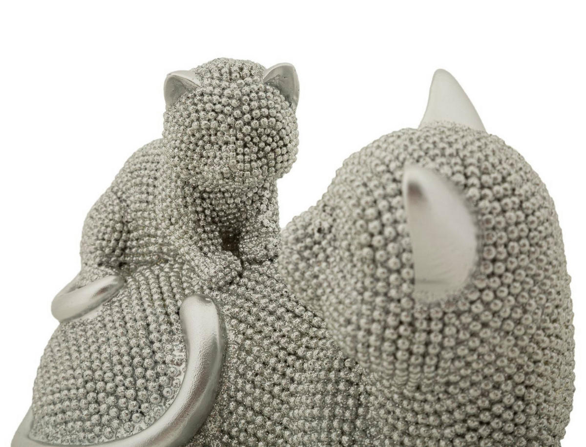DEKOFIGUR Cat Sparky Kid, silberfarben, Polyresin, 19 x 9 x 13 cm, Motiv: Katze - Silberfarben, Kunststoff (19/13/9cm) - Mauro Ferretti