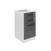 KÜCHENUNTERSCHRANK 40 cm ohne Arbeitsplatte, Silber Hochglanz - Silberfarben, Holz (40/82/51.6cm) - B BELINI GROUP