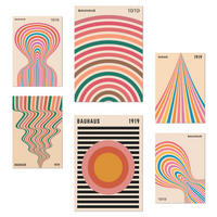 POSTER Set Mit 6 Geometrische Bauhaus Pastellfarben A3 & A4 Rahmenlos - Klar, Papier (29/3cm) - Nacnic