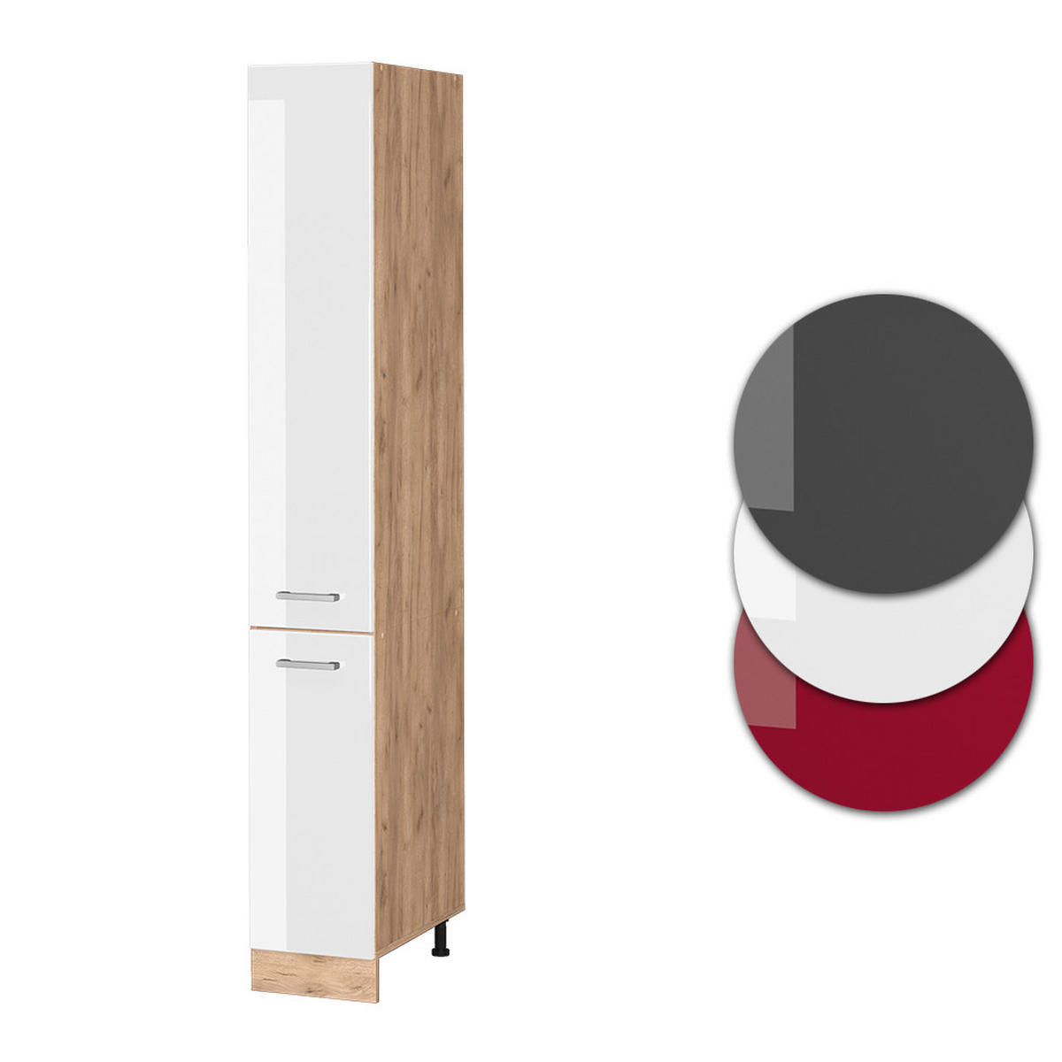 APOTHEKERSCHRANK R-Line Weiß Hochglanz 30 cm - Honigeiche/Weiß Hochglanz, Holzwerkstoff (30/206.8/57.2cm) - Vicco