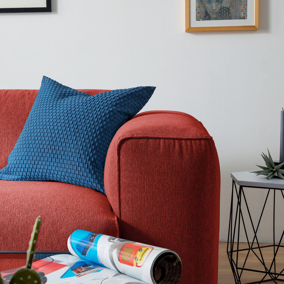 1,5-SITZER ECKSOFA mit Longchair - Rot/Schwarz, Kunststoff/Textil (260/173cm) - home24