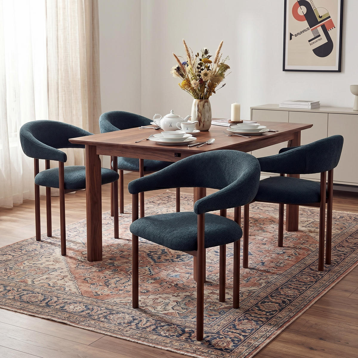 ESSZIMMERSTUHL 2ER-SET aus Stoff mit Metallbeinen, ergonomisch gepolstert im Fass-Design - Schwarz, Textil (60/80.5/57.5cm) - Urban Meuble