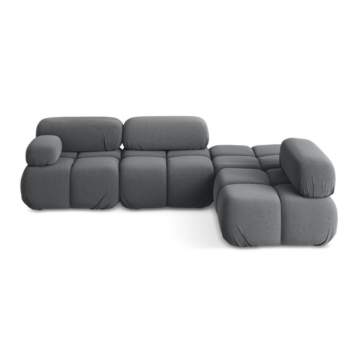 ECKSOFA Rechts Samt Stoff Grau - Dunkelgrau/Schwarz, Kunststoff/Textil (285/190cm) - LaMiaSofa