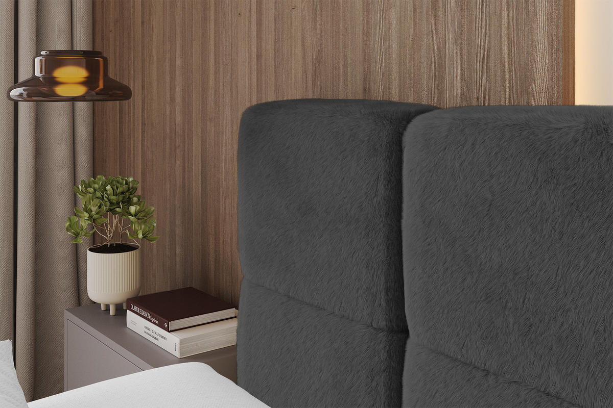 POLSTERBETT mit Bettkasten und Lattenrost, Bett mit Kopfteil, Boxbett ohne Matratze, Doppelbett mit Stauraum - NATA 120x200 Dunkelgrau - Dunkelgrau, Holzwerkstoff/Textil (120/200cm) - ALTDECOR
