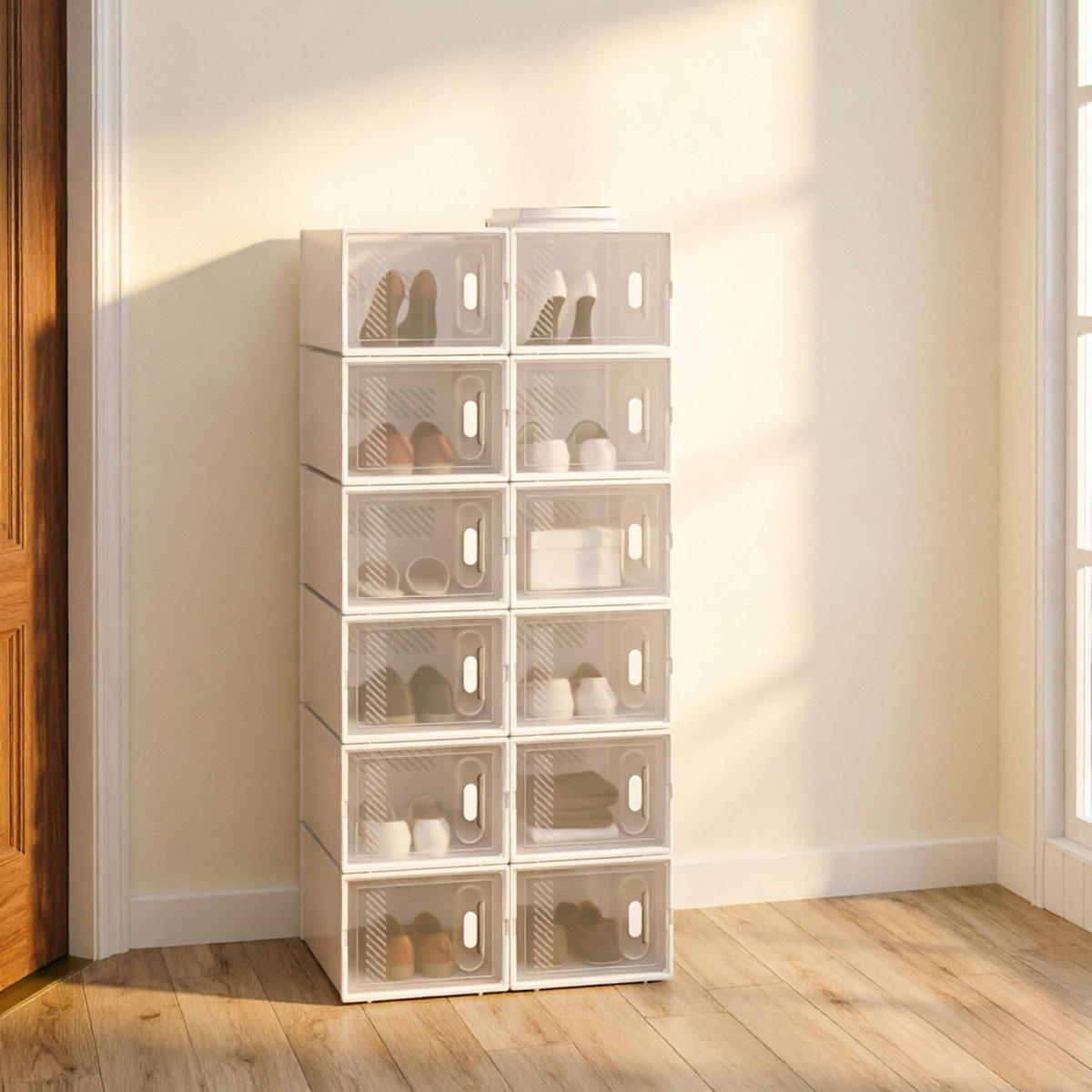 AUFBEWAHRUNGSBOXEN Transparent Weiß 12er-Set 50/35,5/111,5 cm - Transparent, Kunststoff (50/111.5/35.5cm) - PANGIVO
