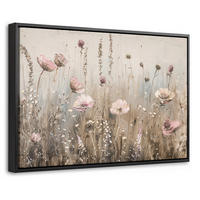LEINWAND Bilder mit Rahmen - Blumen - Rosa - Modern - Beige - 30x20 - Beige, Textil (30/20cm) - MuchoWow
