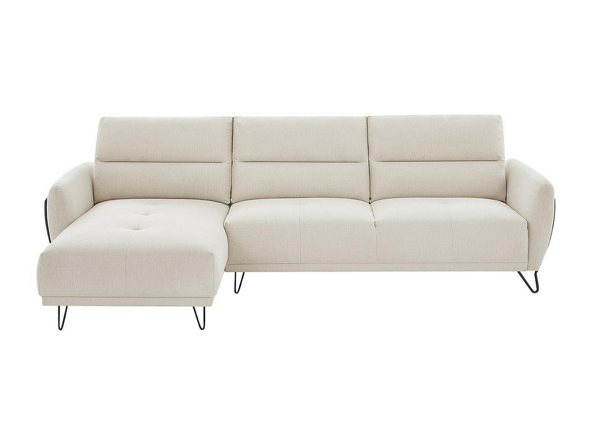 ECKSOFA mit verstellbarer Rückenlehne - Ecke links - Strukturstoff - Beige - DURIMA - Beige, Textil (290/168cm) - Vente-Unique