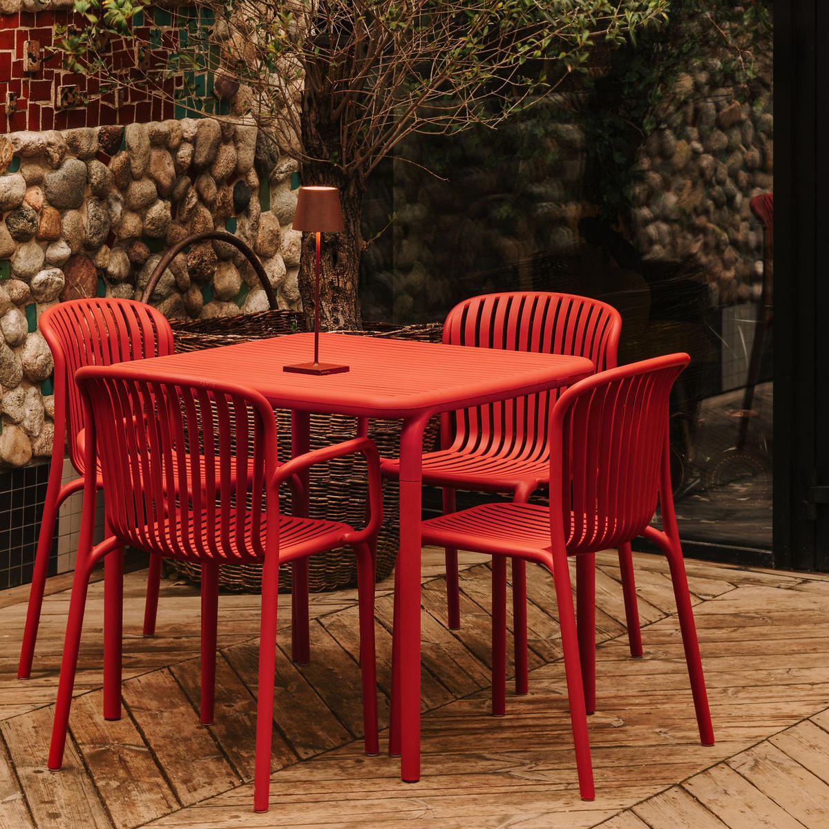GARTENSTUHL FICCARI 4-er Set, Rot - Rot, Kunststoff (52/82.5/53cm) - KONSIMO®