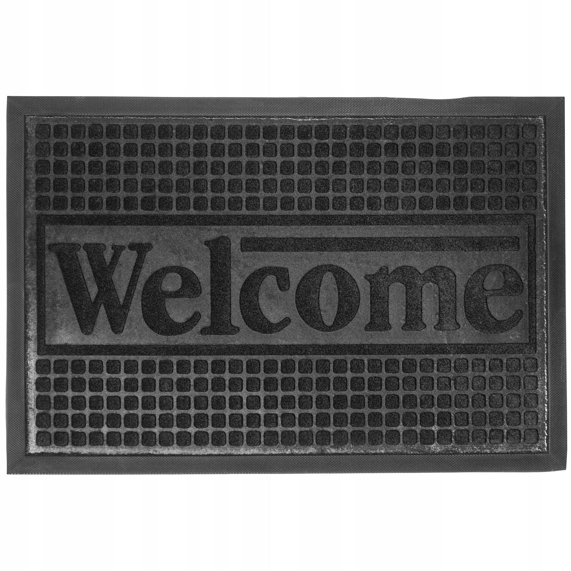 FUSSMATTE „Welcome“, 60 x 40 cm, Graphit - Schwarz, Kunststoff (60/40cm) - KADAX