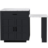 BARTISCH AUSZIEHBAR Stauraum 2 Schubladen 4 Fächer Schwarz - Schwarz, Holzwerkstoff (133/93.5/70cm) - FLIEKS