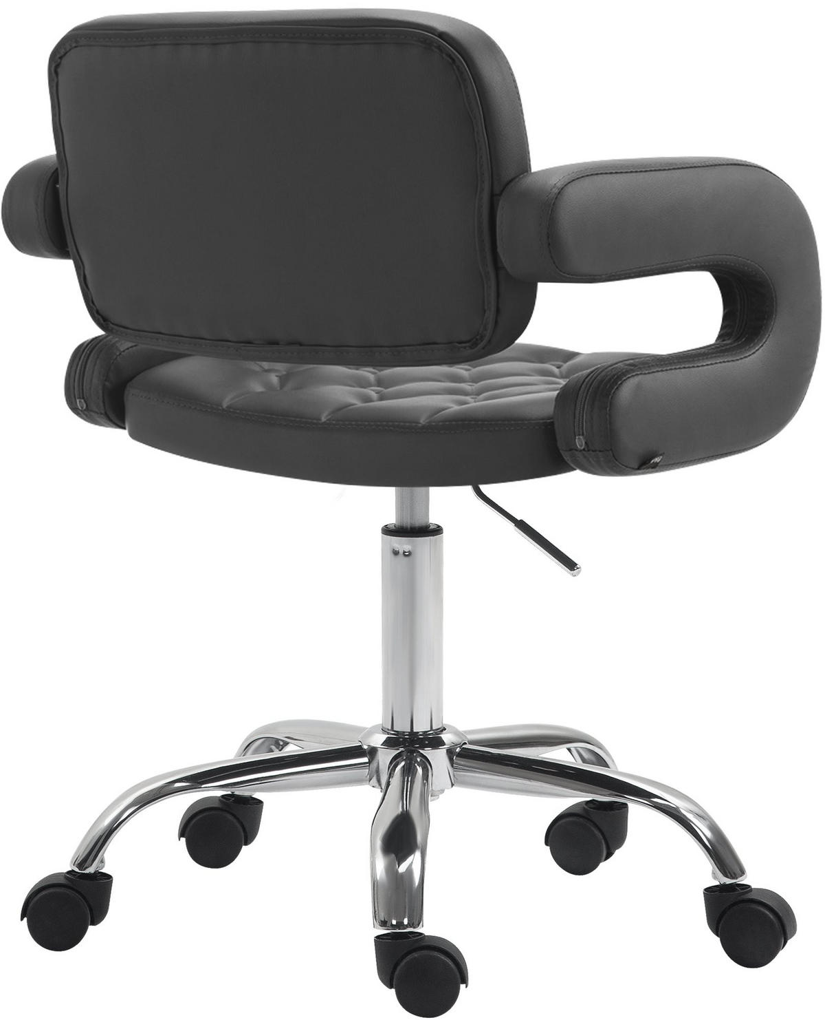 DREHSTUHL Lederlook schwarz - Chromfarben/Schwarz, Textil/Metall (62/78/55cm) - CLP