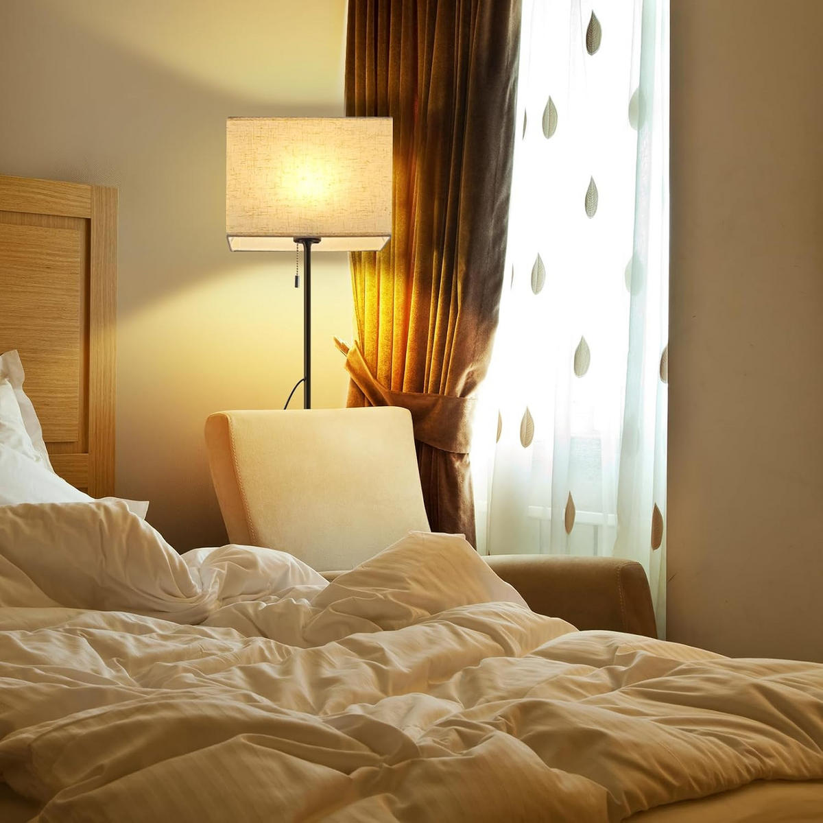 LED STEHLAMPE Strahlmar 25.5/16/134 cm - Schwarz, Textil/Metall (25.5/16/134cm) - ZMH