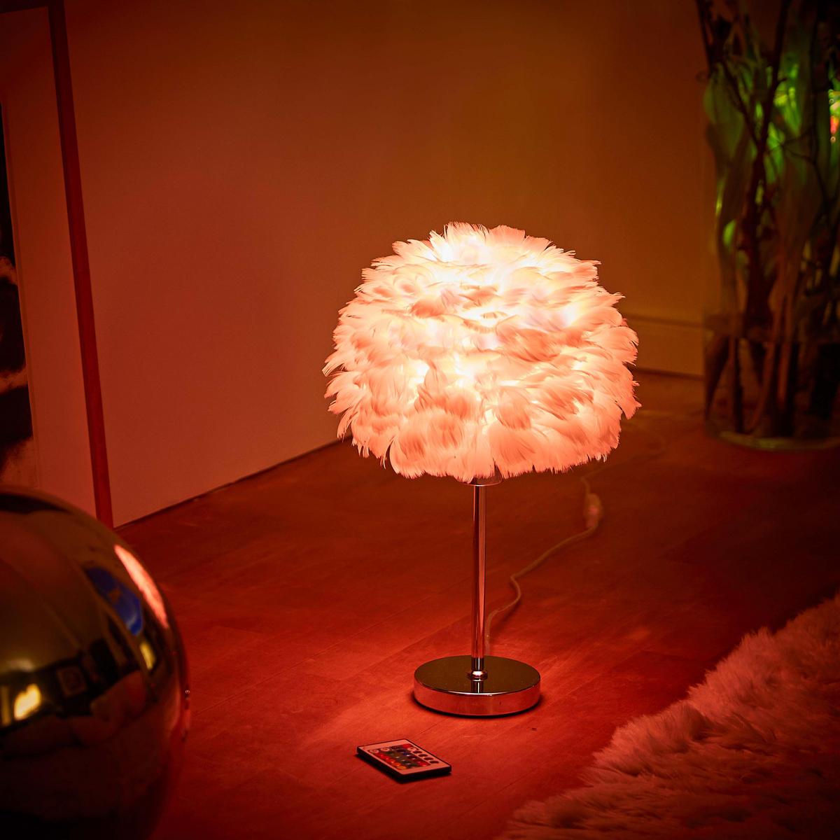 LED-TISCHLAMPE - dekorative Federleuchte mit E27 Fassung für Wohn- und Arbeitsbereich, 43cm - Weiß, Metall (40/40/150cm) - Northpoint