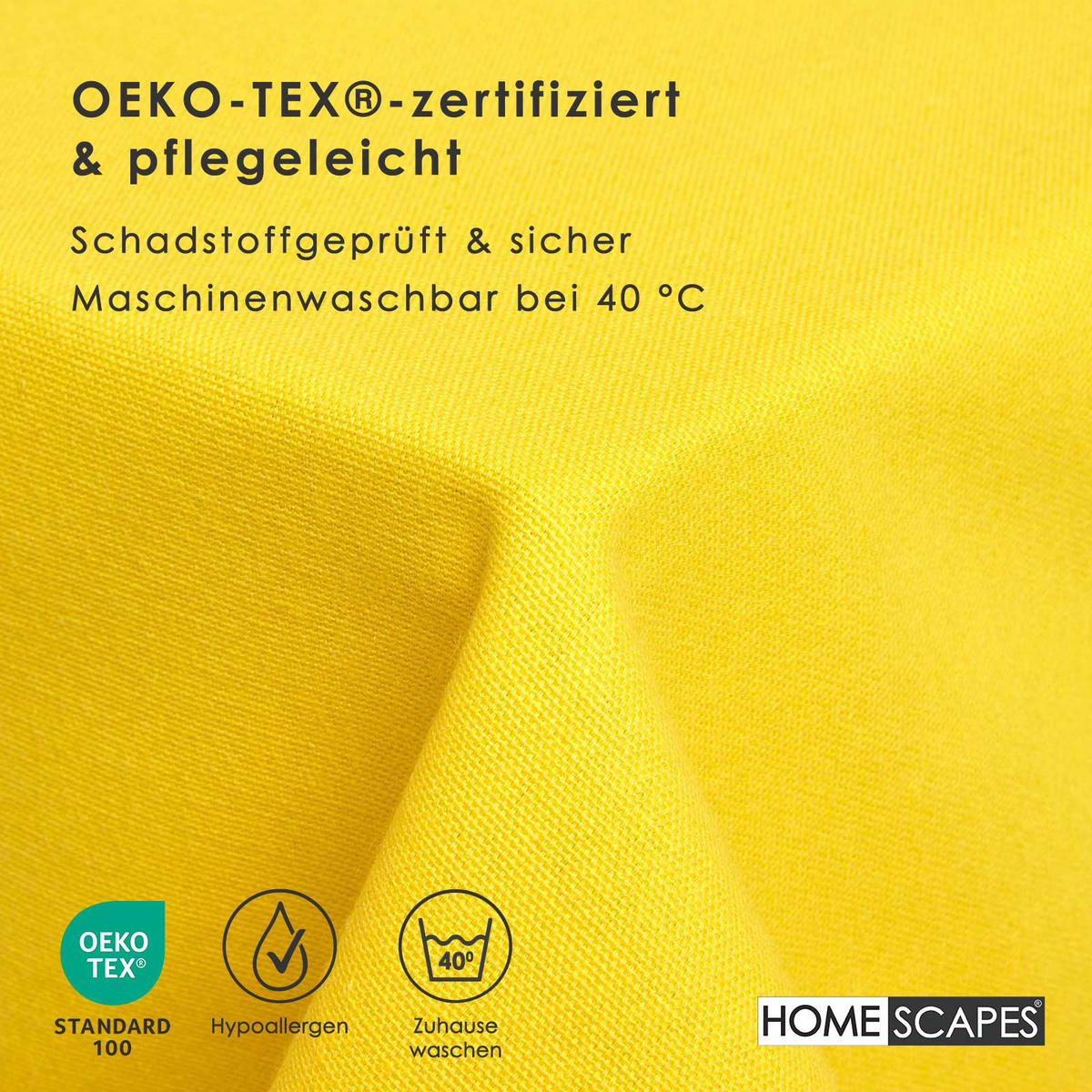TISCHDECKE gelb 137/178 cm, 100% Baumwolle - Gelb, Textil (137/178cm) - Homescapes