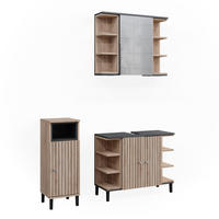BADMÖBEL-SET Aquis Sonoma 3 Teile - Anthrazit/Sonoma Eiche, Holzwerkstoff (79.6/64/32cm) - Vicco