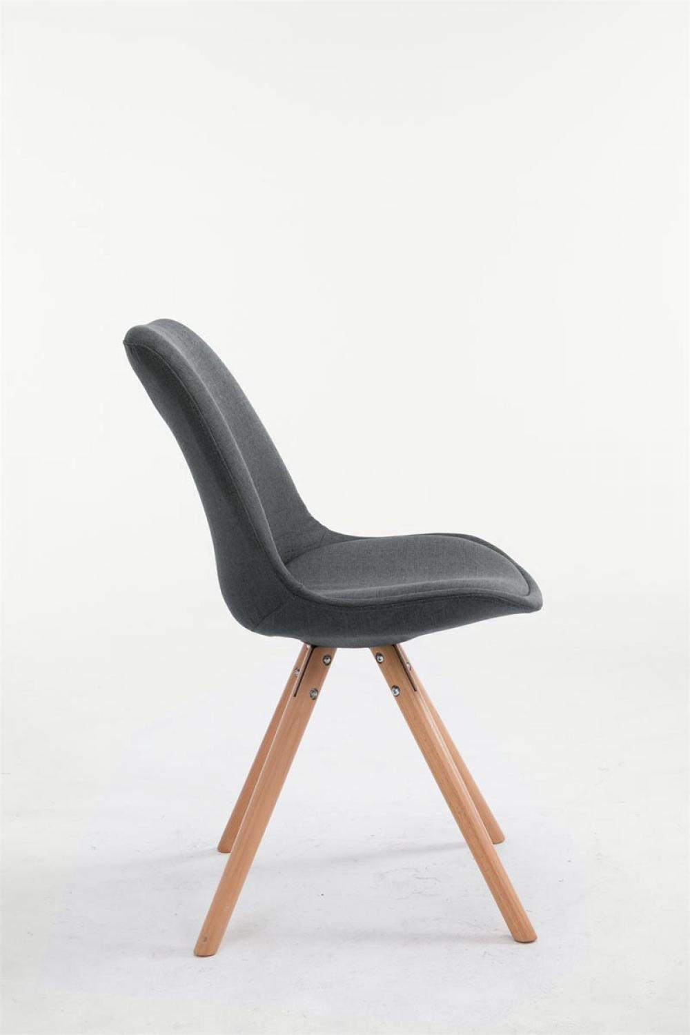 STUHL Stoff dunkelgrau - Eukalyptusholzfarben/Dunkelgrau, Holz/Textil (48/84/56cm) - CLP