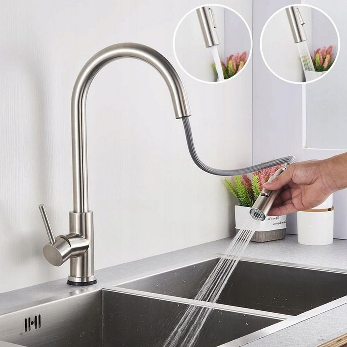 KÜCHEARMATUR Rea Fresh Nickel Brush Inox - Nickelfarben, Metall (5.5/39.5/25.5cm) - REA