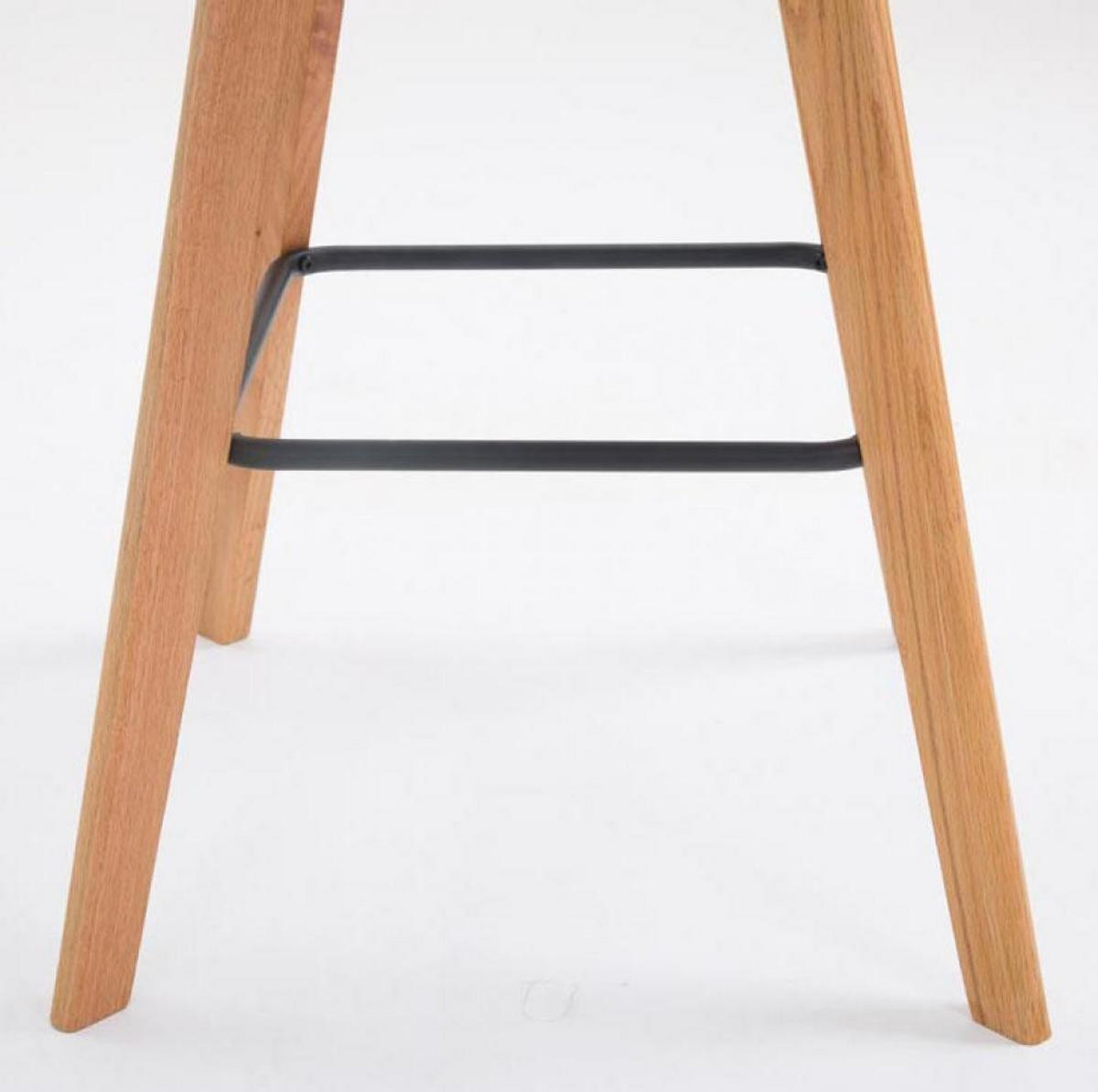 BARHOCKER 2er Set Lederlook grau - Eukalyptusholzfarben/Grau, Holz/Textil (48/112/56cm) - CLP