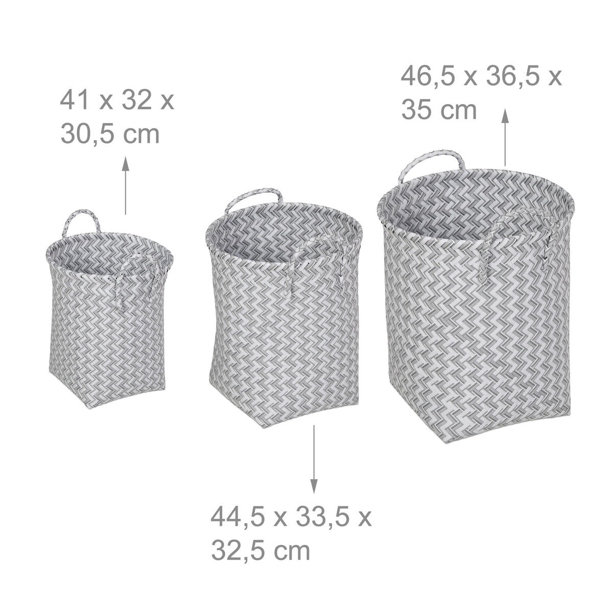 3XWÄSCHEKORB - Multicolor, Kunststoff/Metall (35/36.5/46.5cm) - Relaxdays