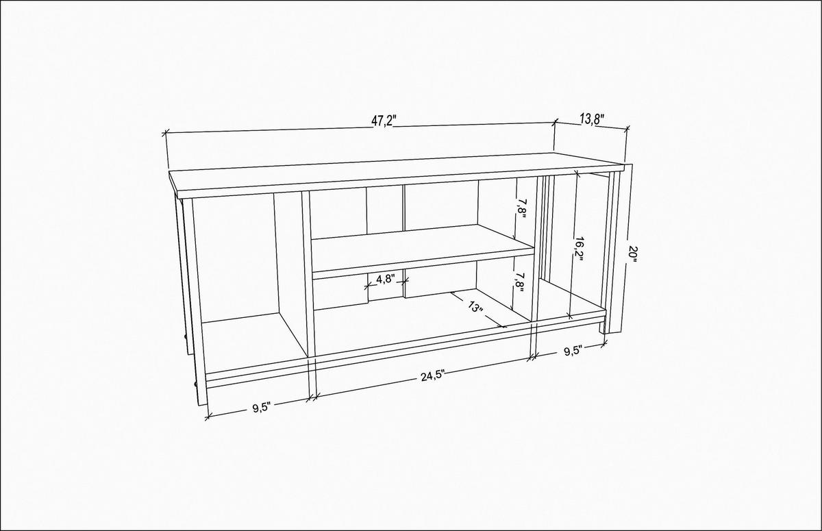 TV-ELEMENT Rinaldo Weiße Eiche - Eichefarben, Holzwerkstoff (120/51/35cm) - Decorotika
