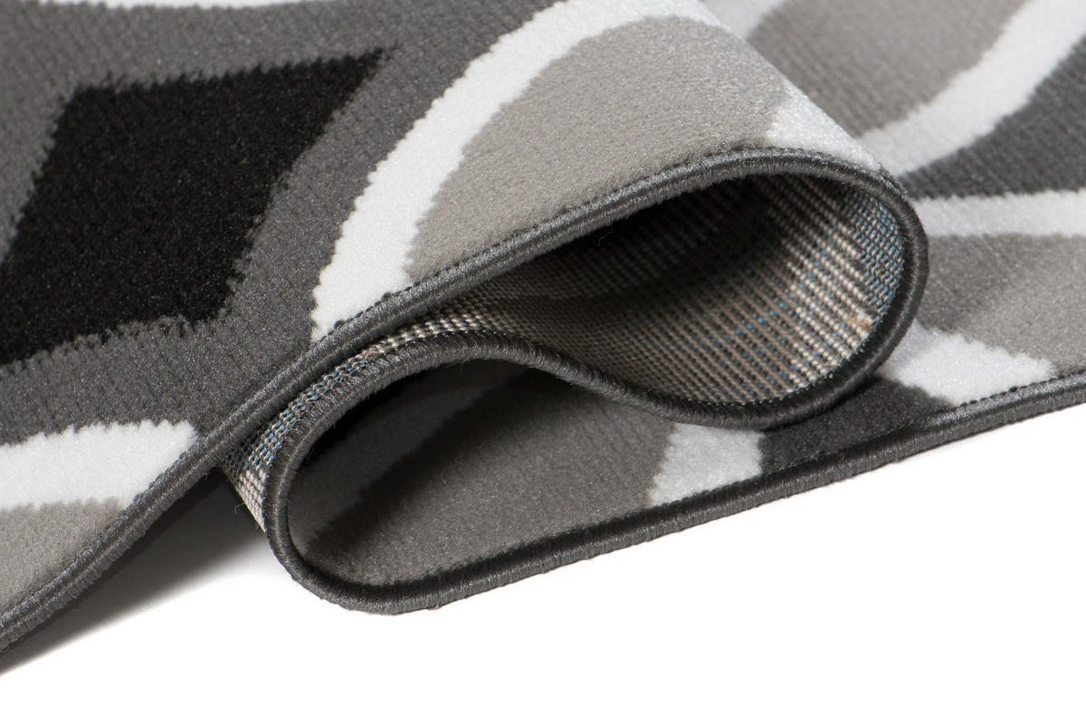 TEPPICH MAYA Schwarz Geometrisch Mosaik Karo 140/200 cm - Grau, Textil (140/200cm) - Tapiso