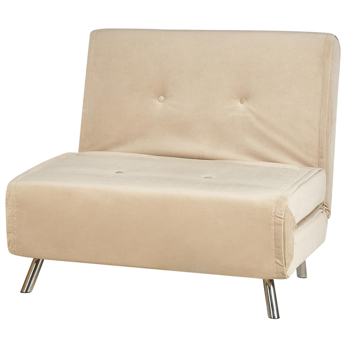1-SITZER-SCHLAFSOFA Samtstoff Sandbeige Farris - Beige, Textil (100/89/191cm) - Beliani
