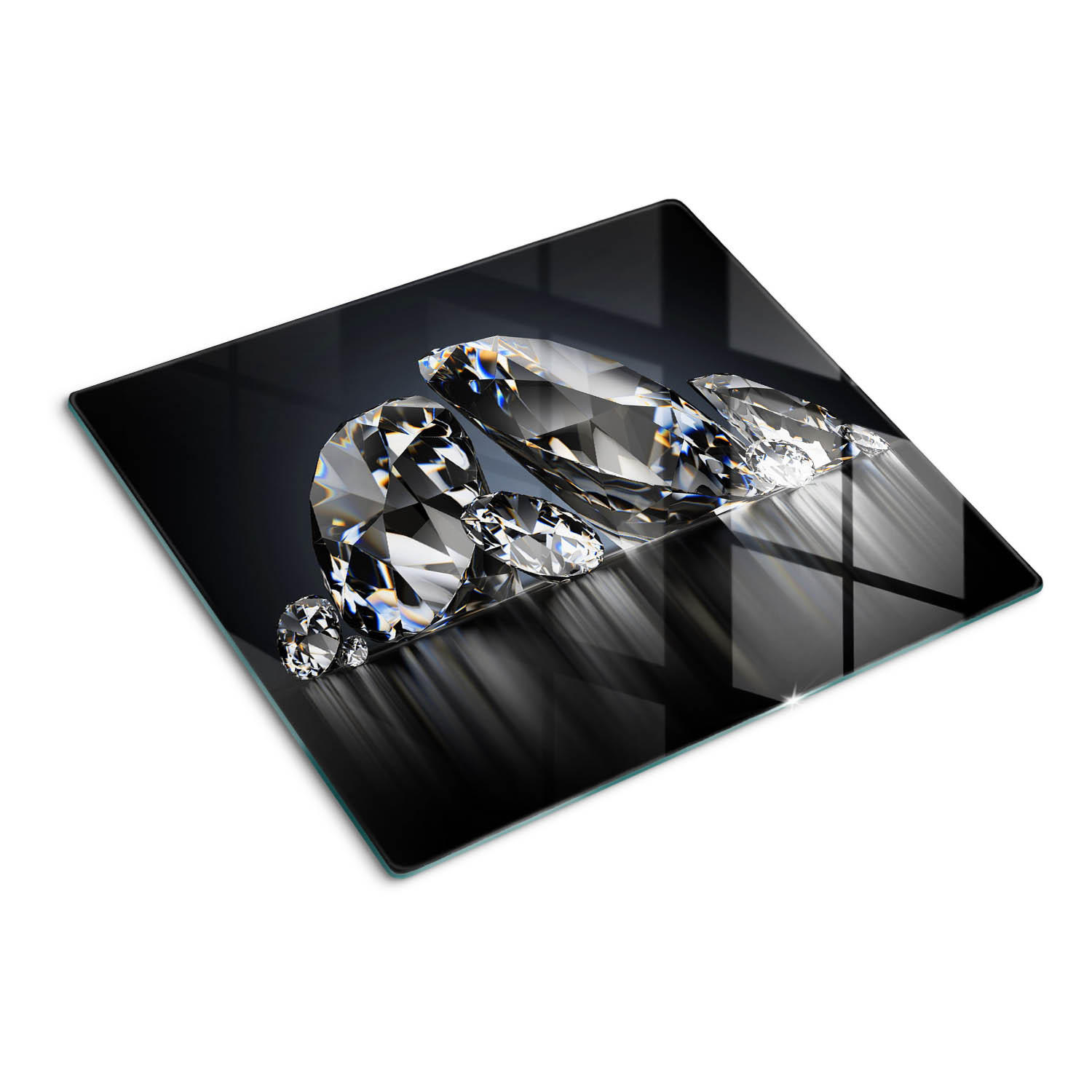 GLASPLATTE 60x52 cm Diamanten - Schwarz, Glas (60/0.4/52cm) - TULUP