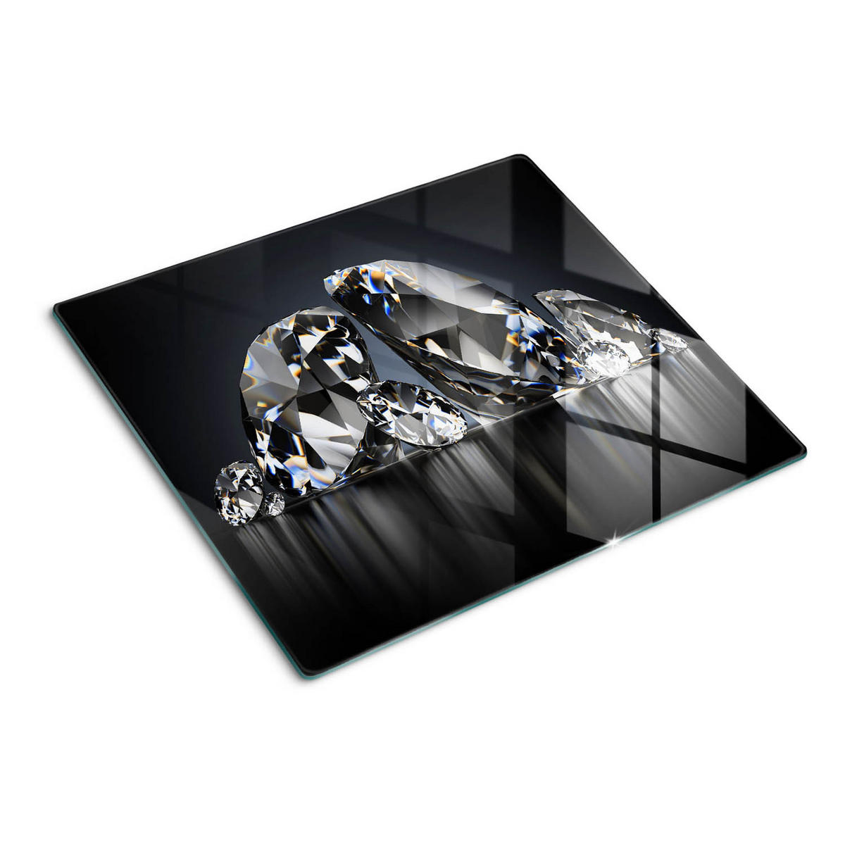 GLASPLATTE 60x52 cm Diamanten - Schwarz, Glas (60/0.4/52cm) - TULUP