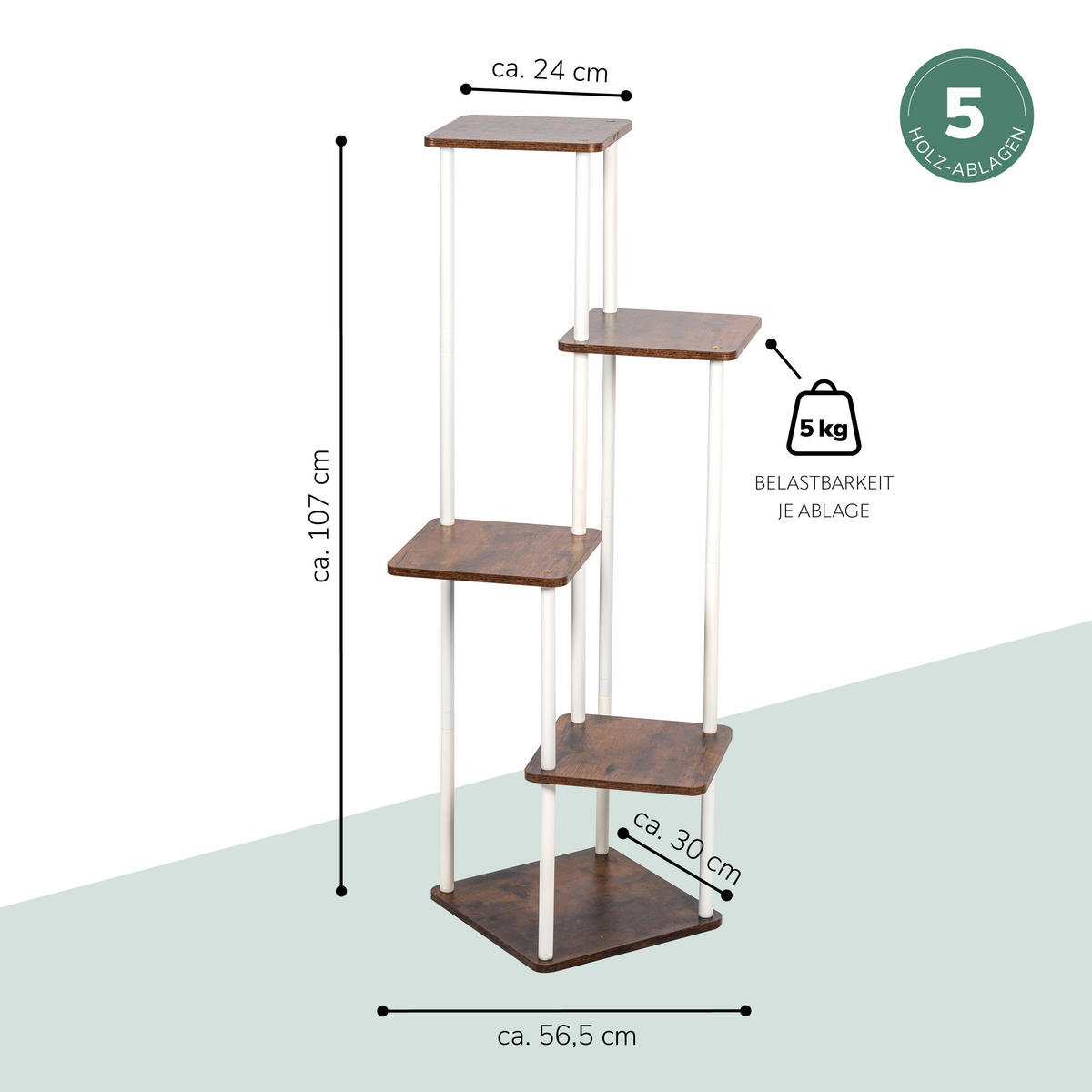 PFLANZENSTÄNDER, weiß - Weiß, Metall (56.5/30/107cm) - eluno