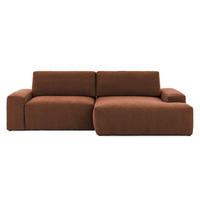 ECKSOFA Lennon aus Braun Strukturstoff mit Schlaffunktion und Bettkasten - Schwarz/Braun, Holz/Kunststoff (264/137cm) - S-Style