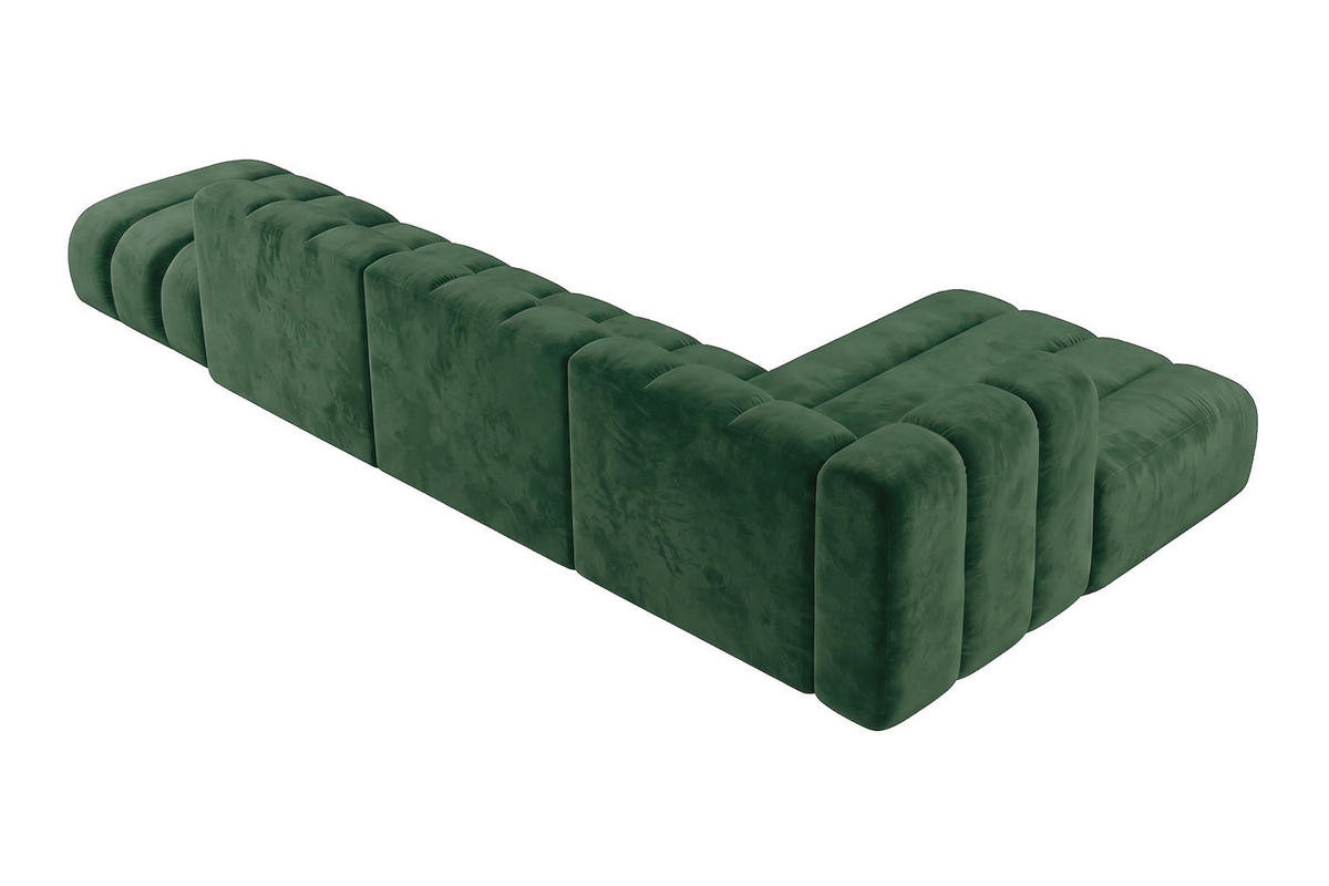 ECKSOFA Modulares In L-Form Mit Hocker, Velvet-Stoff Riviera, Grün, Rechts, GRAND - Grün, Holz (386/179cm) - Kaiser Möbel